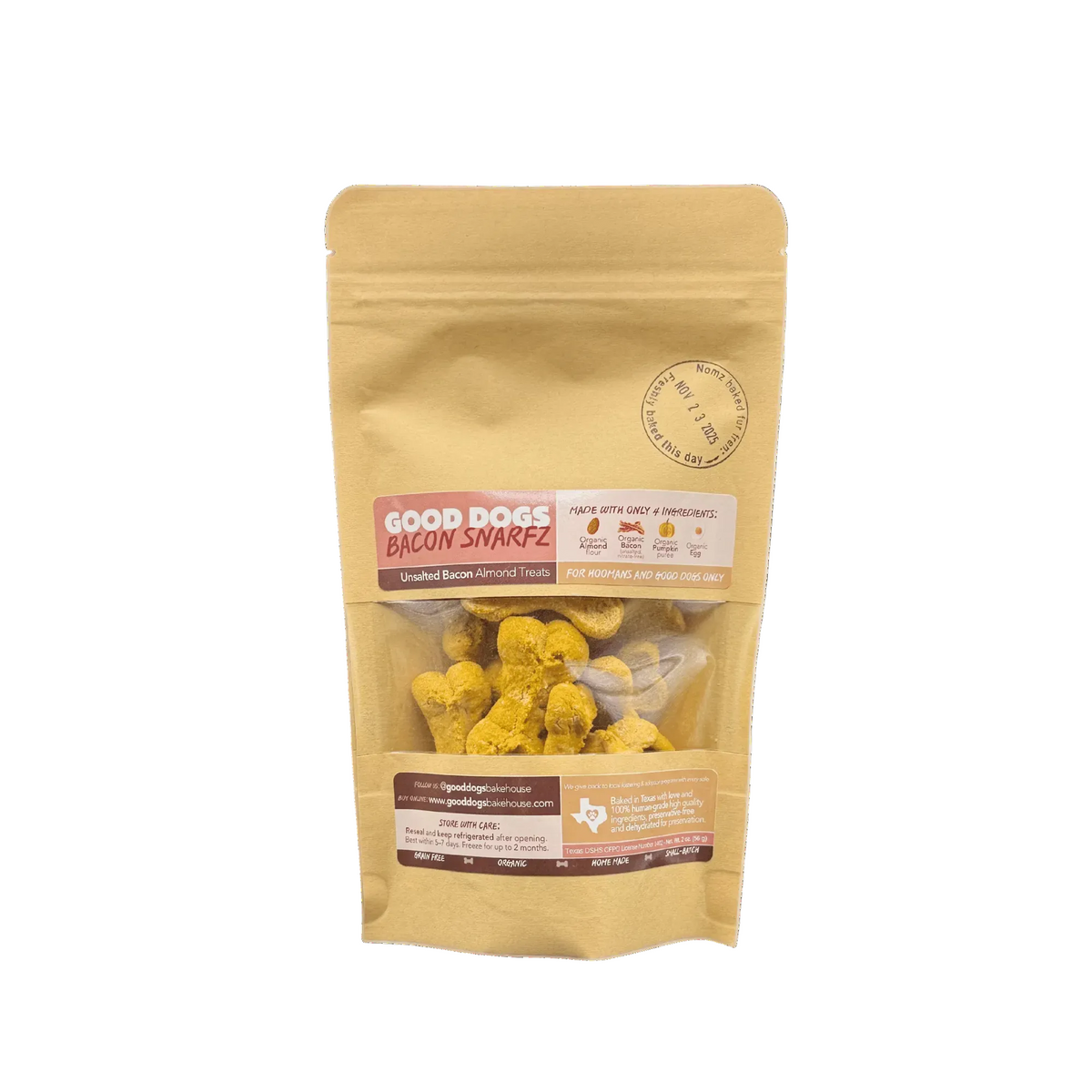Bacon Snarfz - Bag (56 g / 2 oz) Unsalted Bacon Chickpea Treats