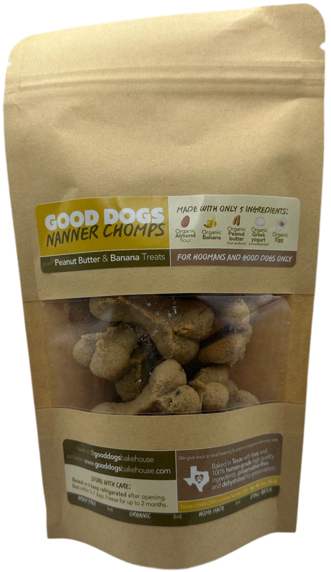 Nanner Chompz - Bag (56 g / 2 oz) Peanut Butter & Banana Almond Treats