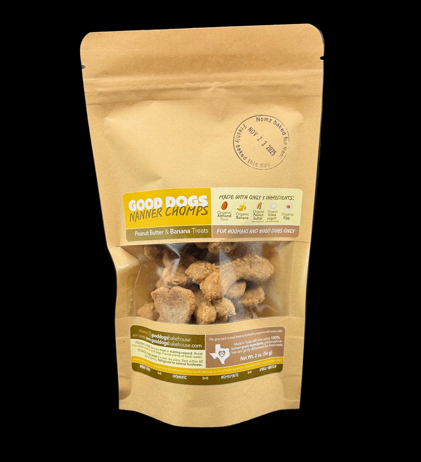 Nanner Chompz - Bag (56 g / 2 oz) Peanut Butter & Banana Almond Treats
