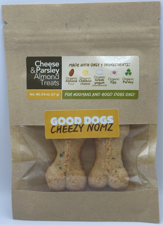 Cheezy Nomz - Mini Bag (17 g / 0.6 oz) Cheese & Parsley Almond Treats