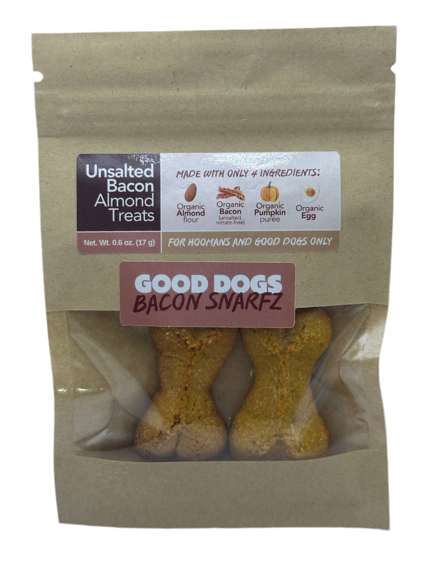 Bacon Snarfz - Mini Bag (17 g / 0.6 oz) Unsalted Bacon Chickpea Treats