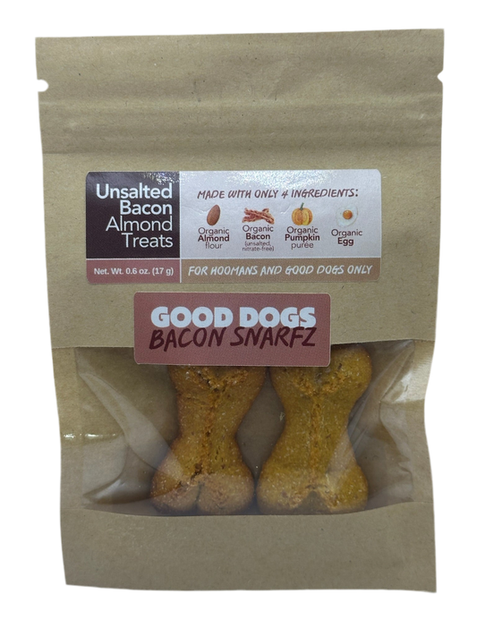 Bacon Snarfz - Mini Bag (17 g / 0.6 oz) Unsalted Bacon Chickpea Treats