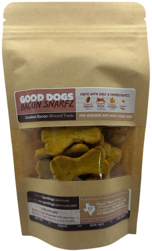Bacon Snarfz - Bag (56 g / 2 oz) Unsalted Bacon Almond/Chickpea Treats