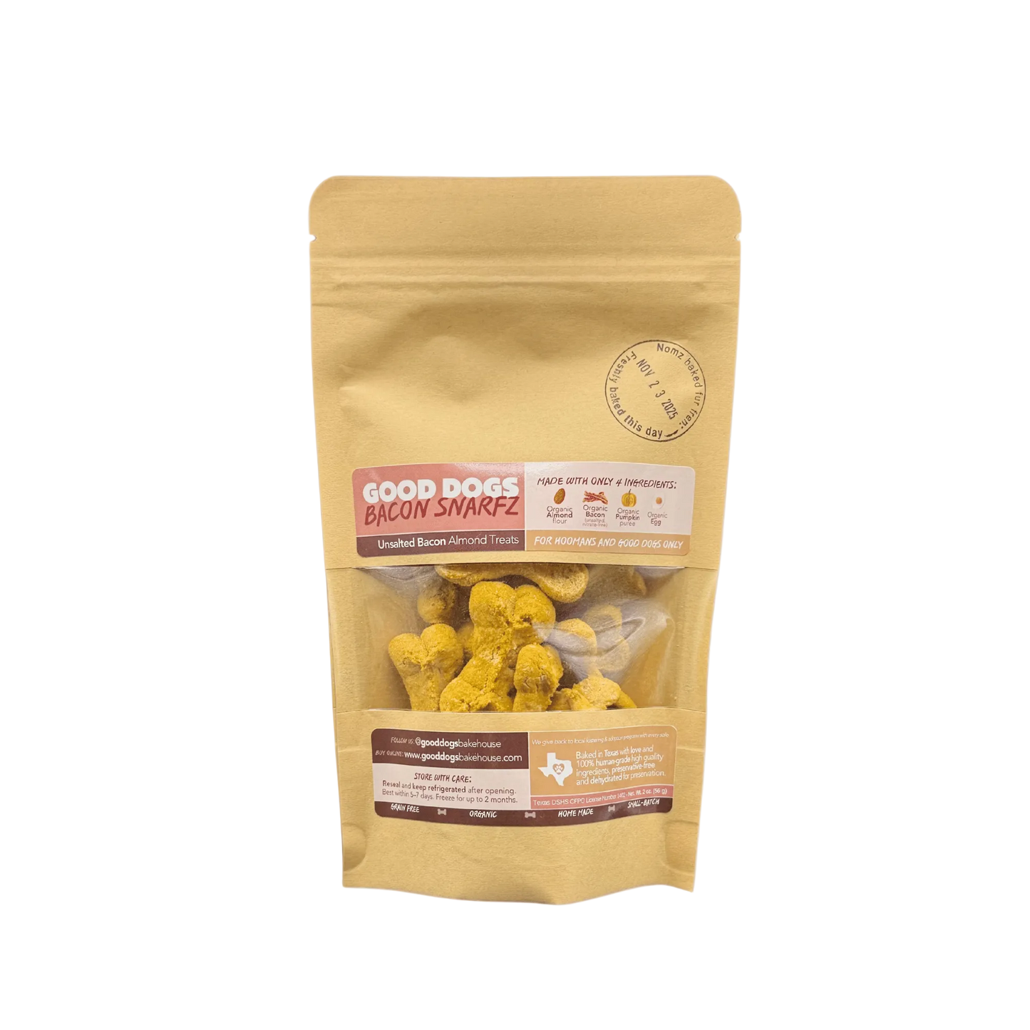 Bacon Snarfz - Bag (56 g / 2 oz) Unsalted Bacon Chickpea Treats